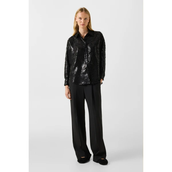 Bogner Florence Sequinned Shirt Blouse in Black, view 5 | Shirts | Coveti
