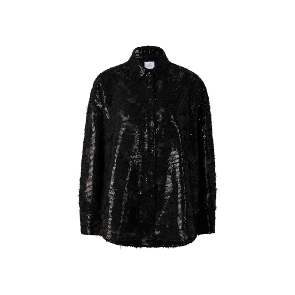 Florence Sequinned Shirt Blouse in Black