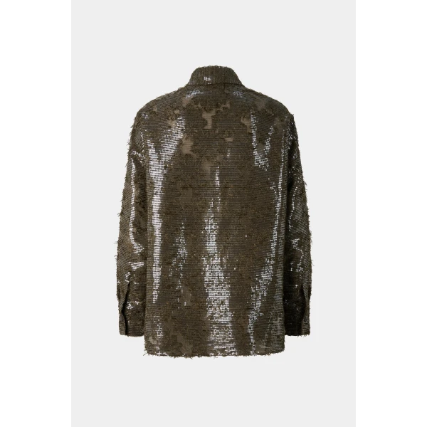 Bogner Florence Sequinned Shirt Blouse in Olive, view 2 | Shirts | Coveti