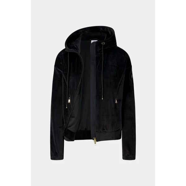 Bogner Francine Velvet Jacket in Black, view 2 | Hoodies | Coveti