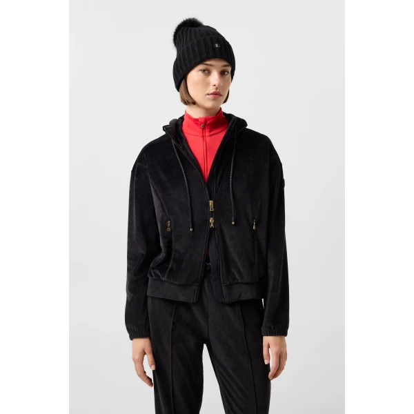 Bogner Francine Velvet Jacket in Black, view 4 | Hoodies | Coveti
