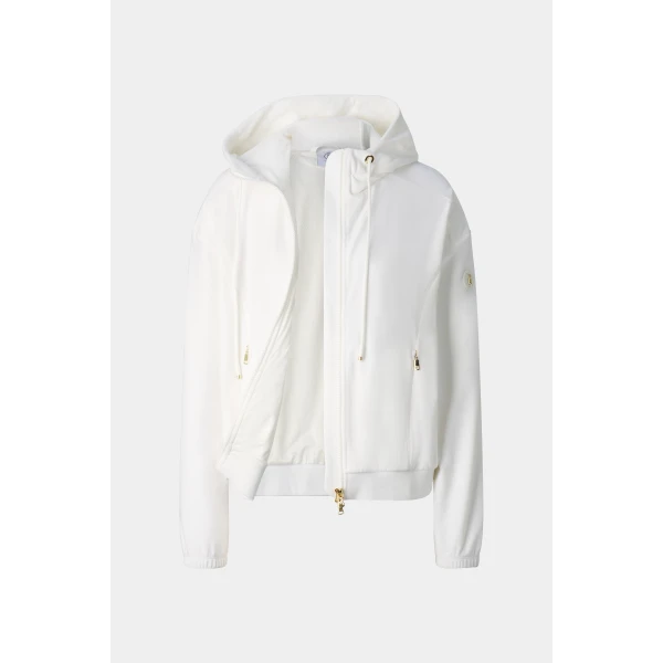 Bogner Francine Velvet Jacket in Off White, view 2 | Hoodies | Coveti
