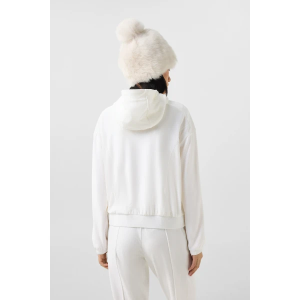 Bogner Francine Velvet Jacket in Off White, view 5 | Hoodies | Coveti