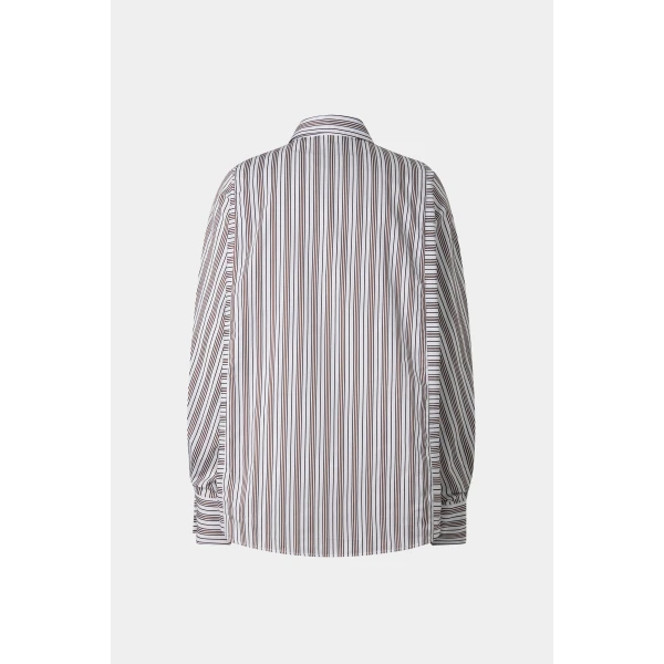 Bogner Gigi Cotton Shirt Blouse in White and Brown, view 2 | Shirts | Coveti