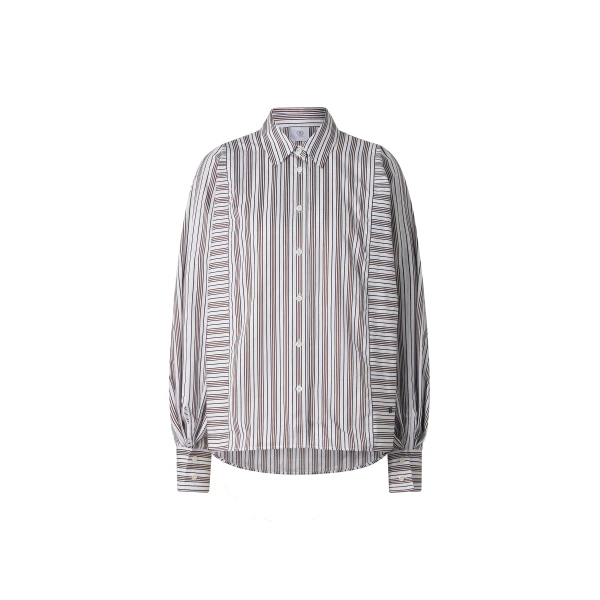 Bogner Gigi Cotton Shirt Blouse in White and Brown | Shirts | Coveti