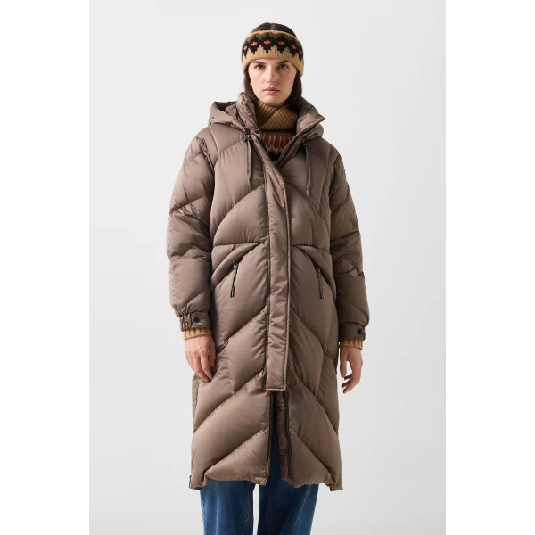 Bogner Ginny Down Coat in Grey-Brown, view 6 | Coats | Coveti
