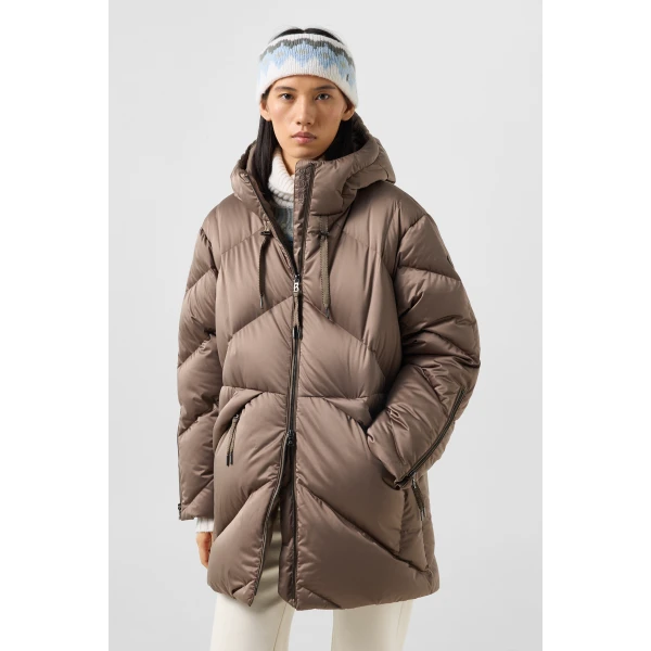 Bogner Glenda Down Parka in Grey-Brown, view 4 | Coats | Coveti