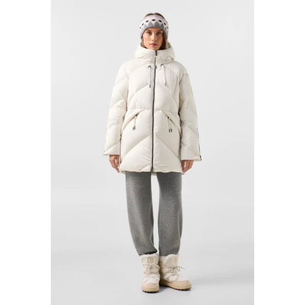 Bogner Glenda Down Parka in Off White, view 6 | Coats | Coveti