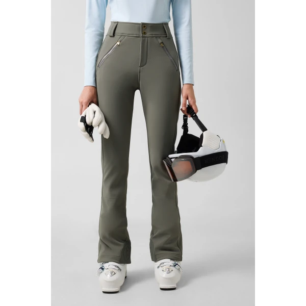 Bogner Hazel Softshell Ski Trousers in Sage Grey, view 3 | Pants | Coveti