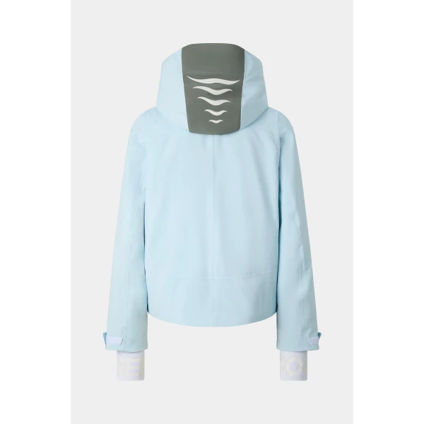 Bogner Hila Ski Jacket in Light Blue and Sage Grey, view 3 | Jackets | Coveti