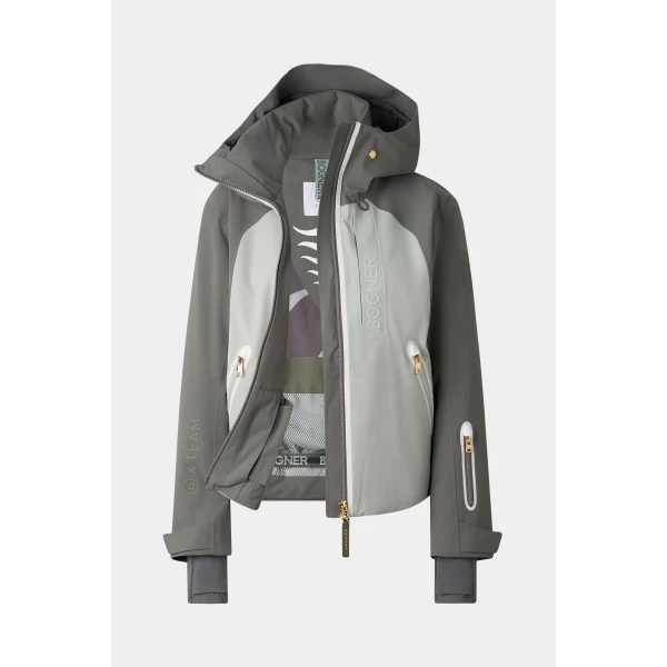 Bogner Hila Ski Jacket in Sage Grey, view 2 | Jackets | Coveti