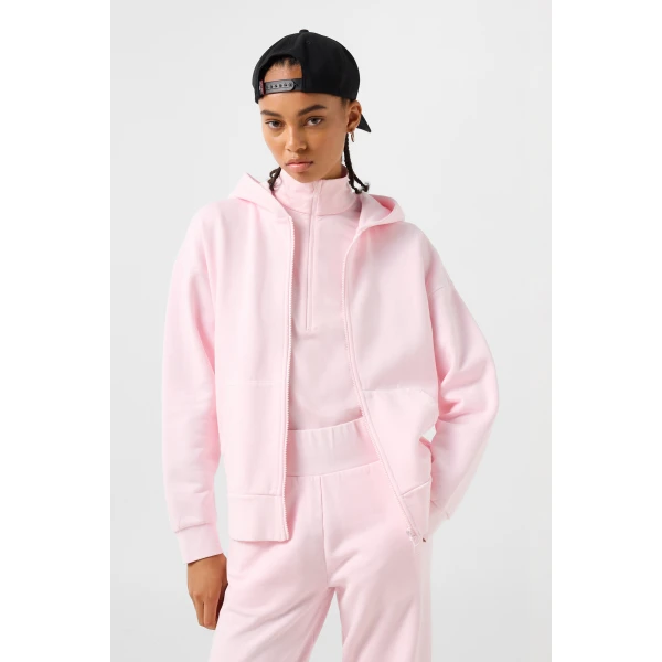Bogner Ilona Cotton Hoodie Jersey Jacket in Pink, view 3 | Hoodies | Coveti