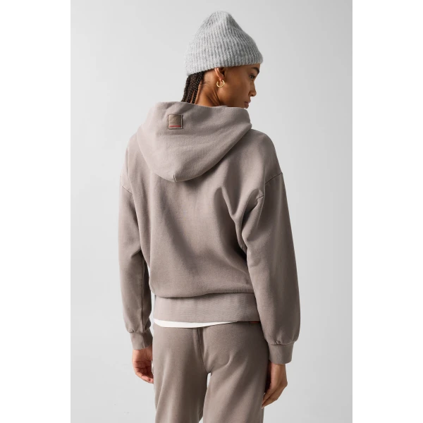 Bogner Ilona Cotton Hoodie Jersey Jacket in Taupe, view 4 | Hoodies | Coveti
