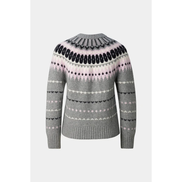 Bogner Ina Cashmere Jumper with Norwegian Design in Grey and Pink, view 2 | Sweaters | Coveti