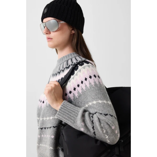 Bogner Ina Cashmere Jumper with Norwegian Design in Grey and Pink, view 6 | Sweaters | Coveti