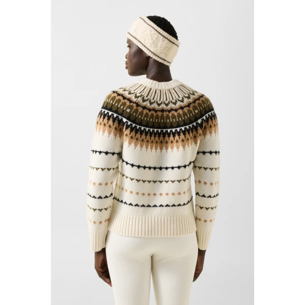 Bogner Ina Cashmere Jumper with Norwegian Design in Off White, Camel and Coffee, view 4 | Sweaters | Coveti