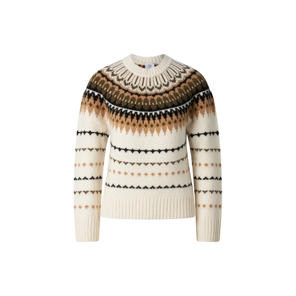 Ina Cashmere Jumper with Norwegian Design in Off White, Camel and Coffee