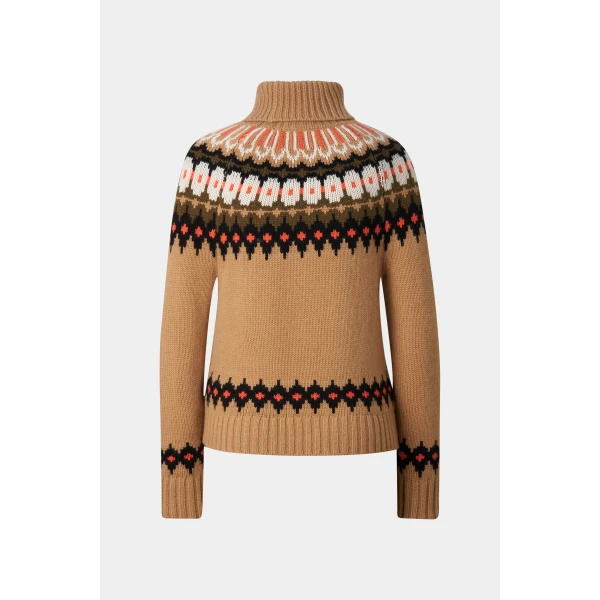 Bogner Ingrid Norwegian-Style Cashmere Jumper in Camel, Brown and Orange, view 2 | Sweaters | Coveti