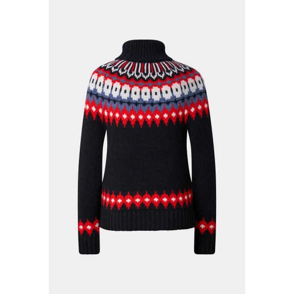 Bogner Ingrid Norwegian-Style Cashmere Jumper in Navy, Red and Blue, view 2 | Sweaters | Coveti