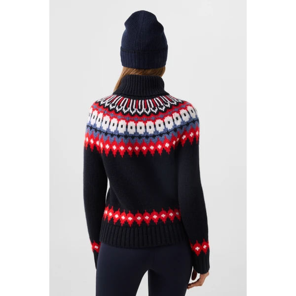 Bogner Ingrid Norwegian-Style Cashmere Jumper in Navy, Red and Blue, view 4 | Sweaters | Coveti