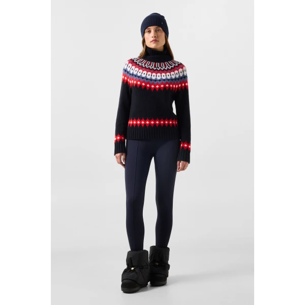 Bogner Ingrid Norwegian-Style Cashmere Jumper in Navy, Red and Blue, view 5 | Sweaters | Coveti