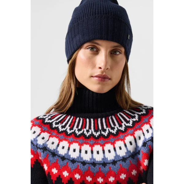 Bogner Ingrid Norwegian-Style Cashmere Jumper in Navy, Red and Blue, view 6 | Sweaters | Coveti