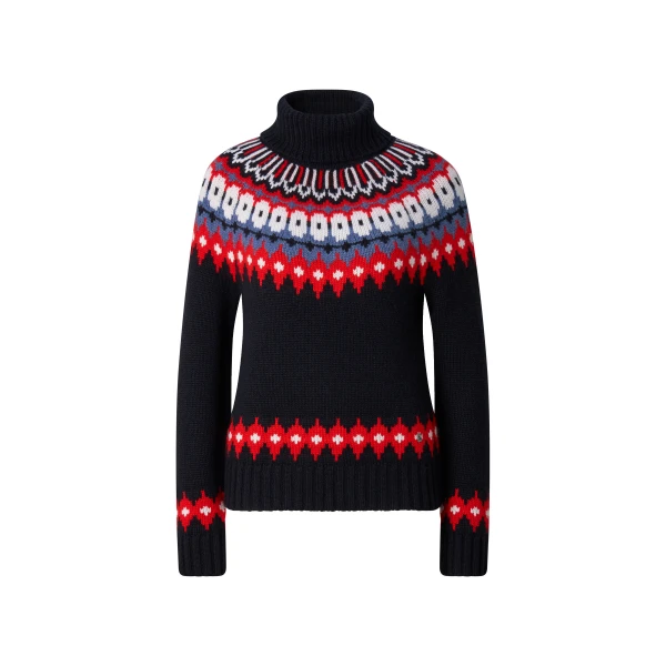 Ingrid Norwegian-Style Cashmere Jumper in Navy, Red and Blue