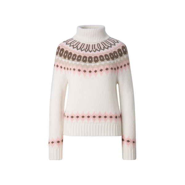 Ingrid Norwegian-Style Cashmere Jumper in Off White, Pink and Brown