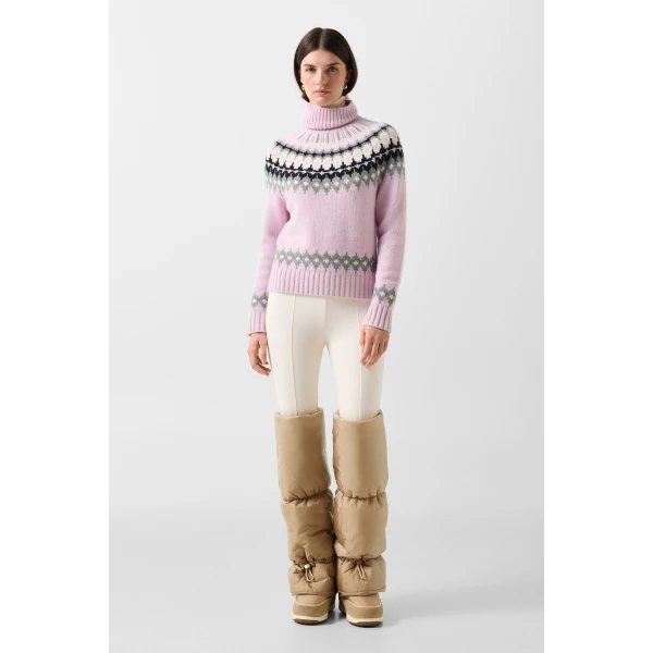 Bogner Ingrid Norwegian-Style Cashmere Jumper in Rose, Grey and Off White, view 5 | Sweaters | Coveti