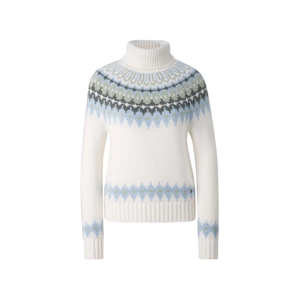 Ingrid Norwegian-Style Cashmere Jumper in White, Blue and Olive