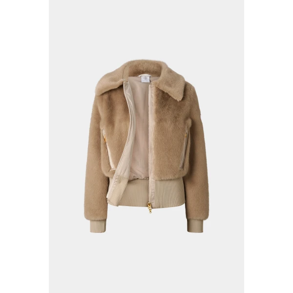 Bogner Jolyna Faux Fur Jacket in Camel, view 2 | Jackets | Coveti