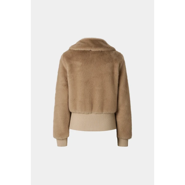 Bogner Jolyna Faux Fur Jacket in Camel, view 3 | Jackets | Coveti