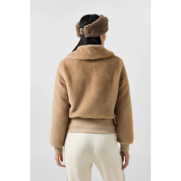 Bogner Jolyna Faux Fur Jacket in Camel, view 5 | Jackets | Coveti