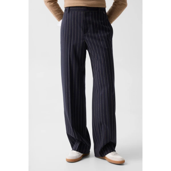 Bogner Joya Virgin Wool Trousers in Navy, view 3 | Tailored pants | Coveti