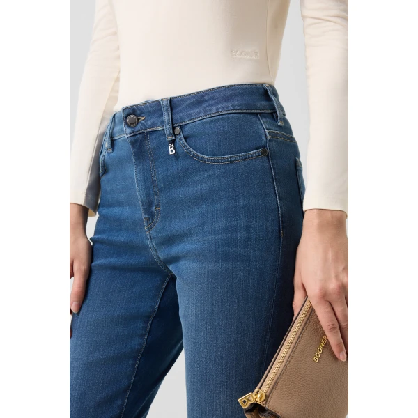 Bogner Julie Slim-Fit Jeans in Dark Denim Blue, view 6 | Denim | Coveti