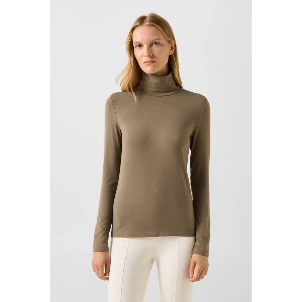 Bogner Katinka Long-Sleeved Top in Grey-Brown, view 3 | Long Sleeve | Coveti