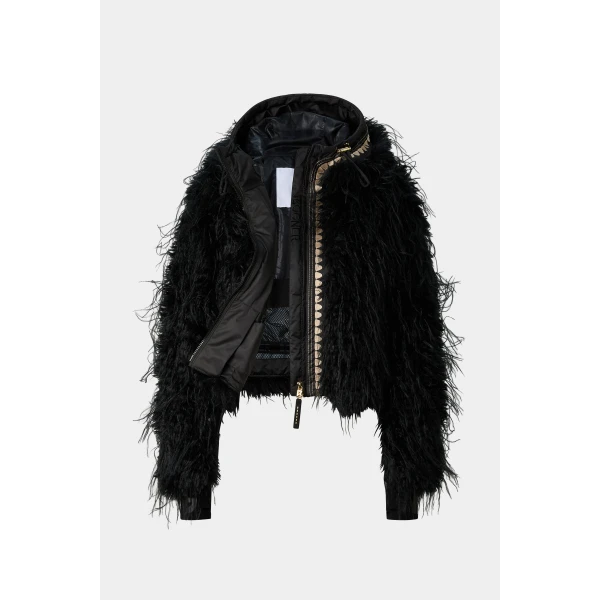Bogner Kela Faux Fur Ski Jacket in Black, view 2 | Jackets | Coveti