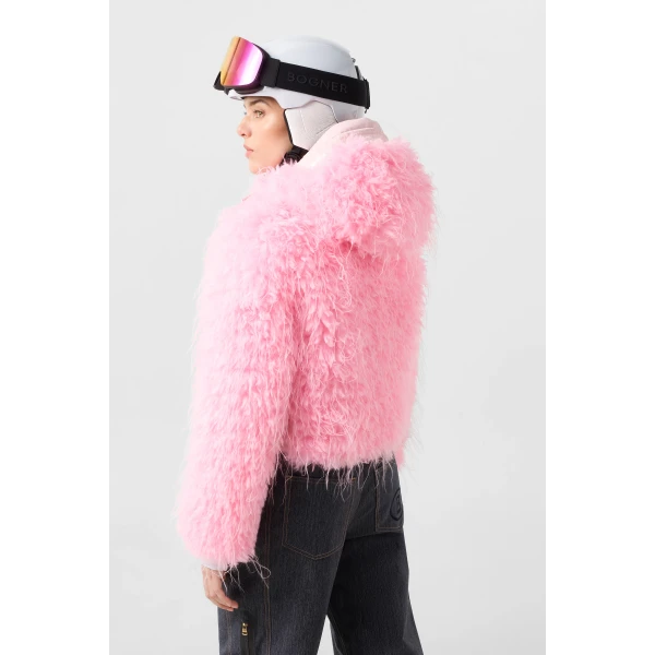 Bogner Kela Faux Fur Ski Jacket in Neon Pink, view 5 | Jackets | Coveti