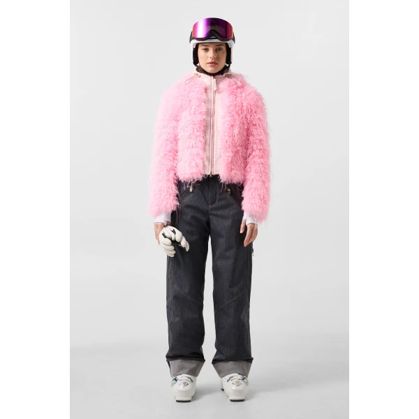 Bogner Kela Faux Fur Ski Jacket in Neon Pink, view 6 | Jackets | Coveti
