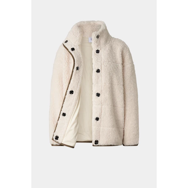 Bogner Kimberly Teddy Jacket in Cream, view 2 | Shearling Jackets | Coveti
