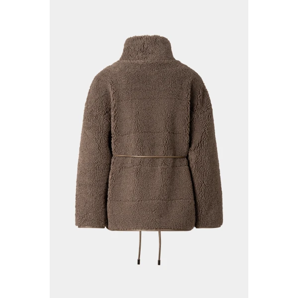 Bogner Kimberly Teddy Jacket in Grey-Brown, view 3 | Shearling Jackets | Coveti