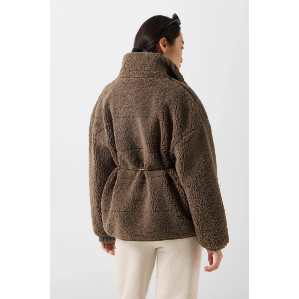 Bogner Kimberly Teddy Jacket in Grey-Brown, view 5 | Shearling Jackets | Coveti