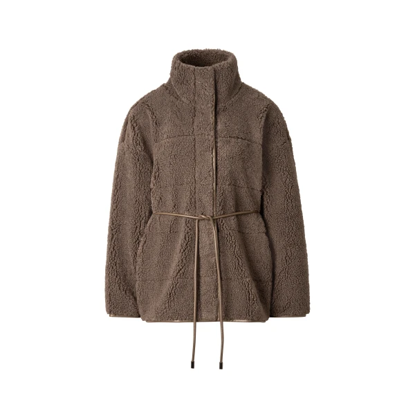 Bogner Kimberly Teddy Jacket in Grey-Brown | Shearling Jackets | Coveti