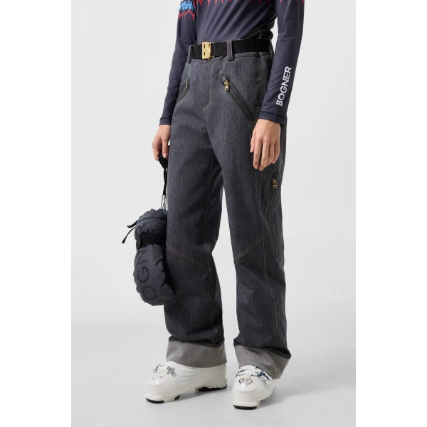 Bogner Klea Denim Ski Trousers in Denim Blue, view 3 | Pants | Coveti