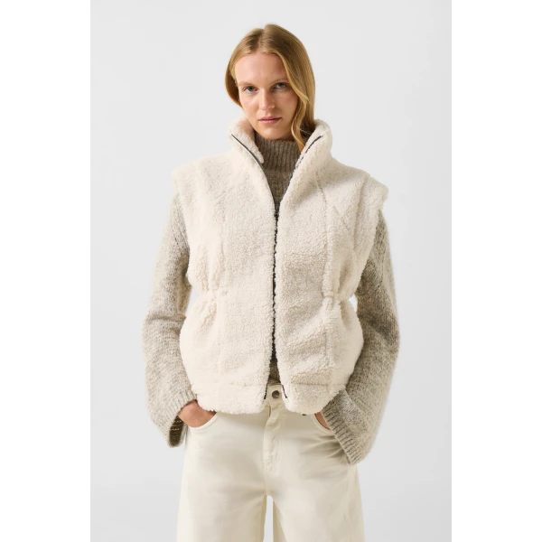 Bogner Kylie Teddy Vest in Off White, view 4 | Vests | Coveti