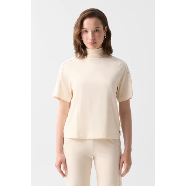 Bogner Lacey Shirt in Cream, view 3 | Short Sleeved | Coveti