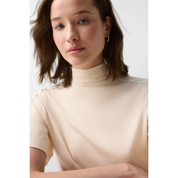 Bogner Lacey Shirt in Cream, view 6 | Short Sleeved | Coveti