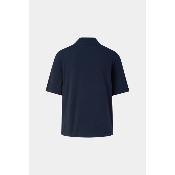 Bogner Lacey Shirt in Navy, view 2 | Short Sleeved | Coveti