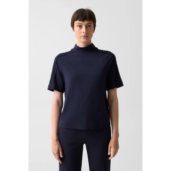 Bogner Lacey Shirt in Navy, view 3 | Short Sleeved | Coveti