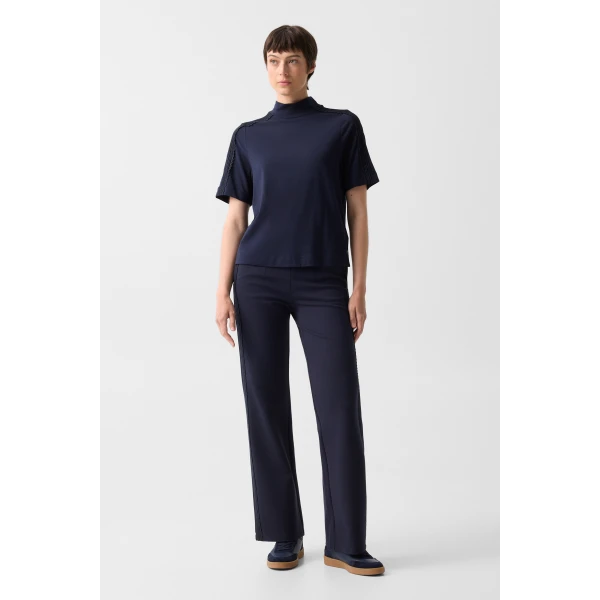 Bogner Lacey Shirt in Navy, view 5 | Short Sleeved | Coveti